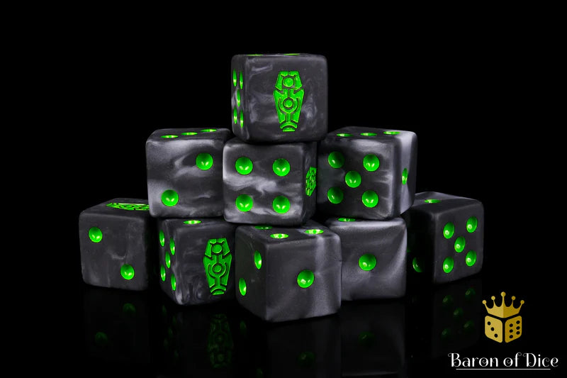Baron of Dice: Day of the Dead, Green Coffin - D6 (25) RRP$89.99