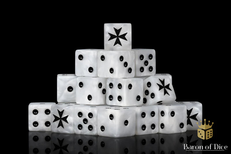 Baron of Dice: Knight Templars, White - D6 (25) RRP$89.99